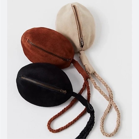 Free People Kingsley Black Suede Wristlet with Braided Strap NWOT - Picture 1 of 9